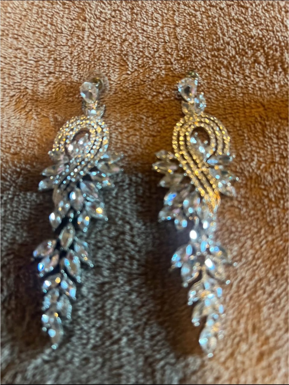 Crystal Marquise Drop Earrings in Silver Tone